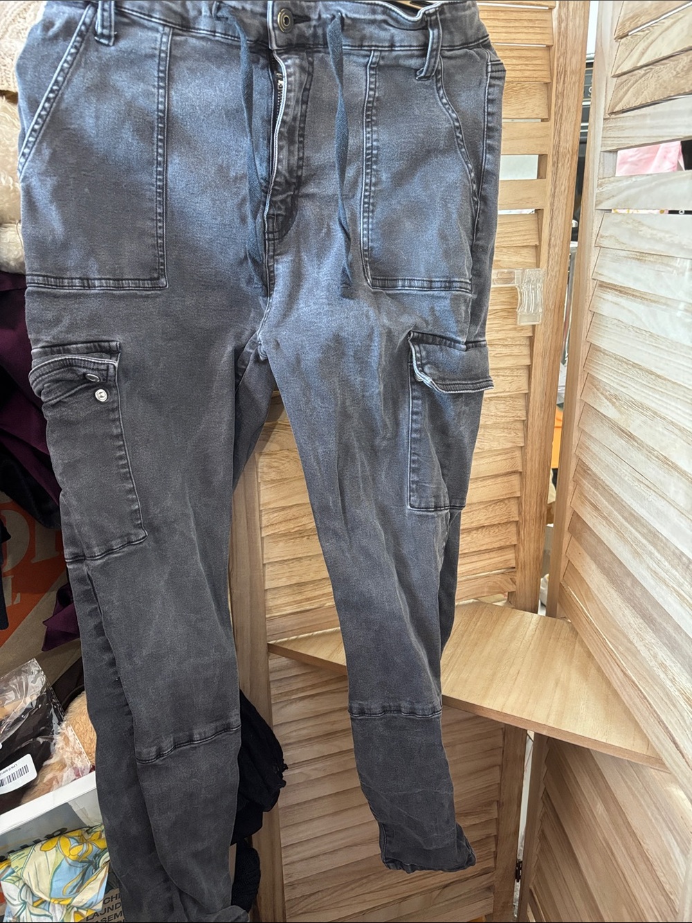 Junior Acid Washed Cargo Pants - 17
